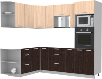 Готовая кухня Интерлиния Мила Лайт 1.68x2.4 левая без столешницы (дуб молочный/дуб венге) - 