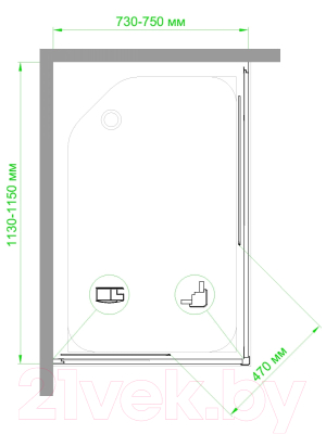 Душевой уголок Royal Bath 75x115x185 / RB11575HPD-C-BL