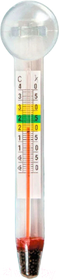 Термометр для аквариума Barbus стеклянный толстый с присоской в блистере / Accessory 001