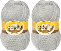 Набор пряжи для вязания Adelia Olivia 100г 250м±10м №21 (светло-серый, 2 мотка) - 