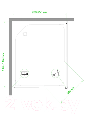 Душевой уголок Royal Bath 95x115x185 / RB11595HPD-C-BL