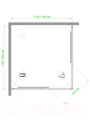 Душевой уголок Royal Bath 115x120x185 / RB12115HPD-T-BL