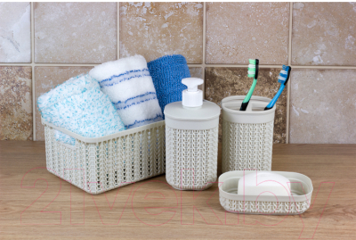 Изображение товара Дозатор для жидкого мыла Idea Вязание М2239 (белый ротанг)