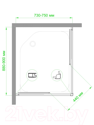 Душевой уголок Royal Bath 75x90x185 / RB9075HPD-T-BL