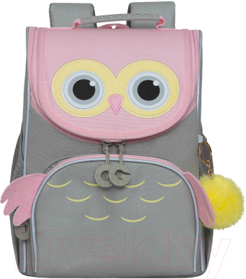 Школьный рюкзак Grizzly RAm-284-3 (серый/розовый)