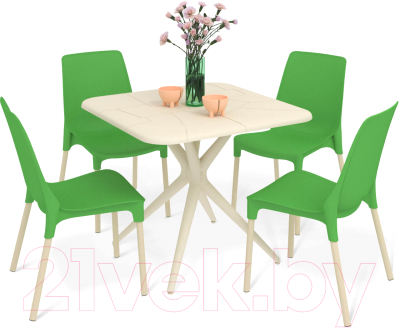 Комплект садовой мебели Sheffilton SHT-DS203 (бежевый/зеленый/ваниль)