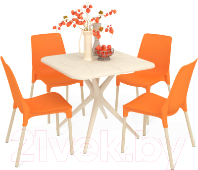 Комплект садовой мебели Sheffilton SHT-DS204 (бежевый/оранжевый/ваниль)