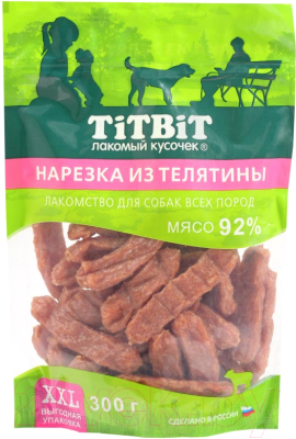 Лакомство для собак TiTBiT Нарезка из телятины / 24294 (XXL выгодная упаковка, 300г)
