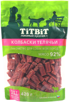Лакомство для собак TiTBiT Колбаски телячьи / 24317 (XXL выгодная упаковка, 420г)