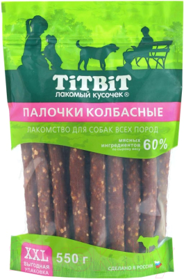 Лакомство для собак TiTBiT Палочки колбасные / 24348 (XXL выгодная упаковка, 550г)