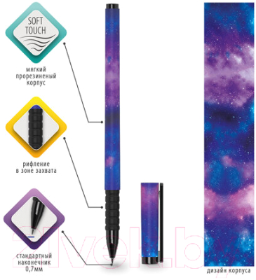 Изображение товара Ручка шариковая Brauberg Soft Touch Grip Space / 143714 (синий)