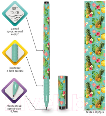 Ручка шариковая Brauberg Soft Touch Grip Pineapple / 143718 (синий)
