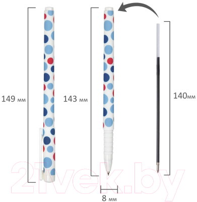 Изображение товара Ручка шариковая Brauberg Soft Touch Grip Dots / 143722 (синий)