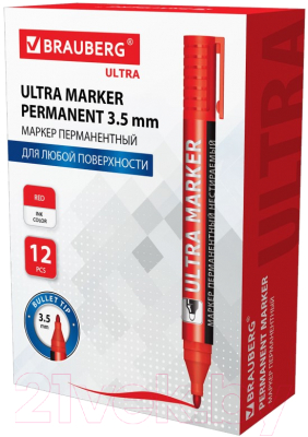 Изображение товара Маркер перманентный Brauberg Ultra Marker / 152205 (красный)