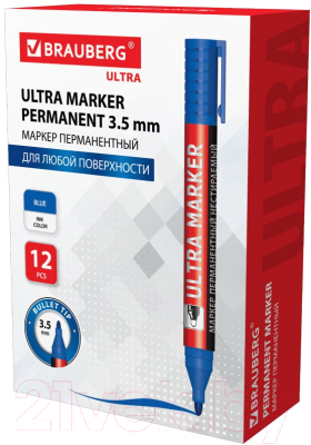 Маркер перманентный Brauberg Ultra Marker / 152206 (синий)