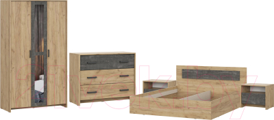 Комплект мебели для спальни SV-мебель МСП 1 160х200 (дуб золотой/камень темный)