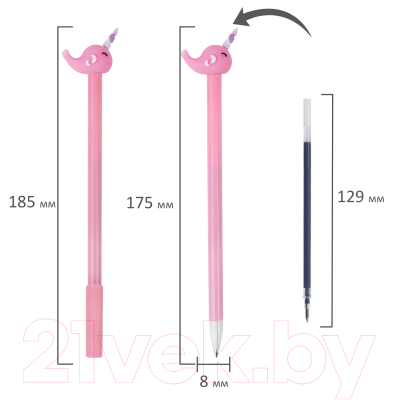 Изображение товара Ручка шариковая Юнландия Кит-Единорог / 143783 (в ассортименте)