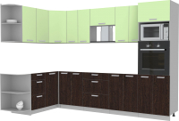 Кухонный гарнитур Интерлиния Мила Лайт 1.68x3.0 левая без столешницы (салатовый/дуб венге) - 