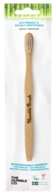 Зубная щетка The Humble Бамбуковая для взрослых со средней щетиной белый / AMK003