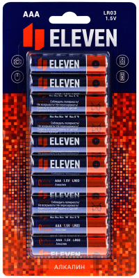 Комплект батареек Eleven AAA LR03 алкалиновые ВС10 (10шт)
