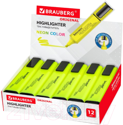Текстовыделитель Brauberg Original Neon / 152211 (желтый)