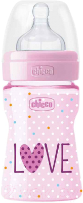 

Бутылочка для кормления Chicco, Зависит от партии поставки, Well-Being Love с силиконовой соской / 340628113