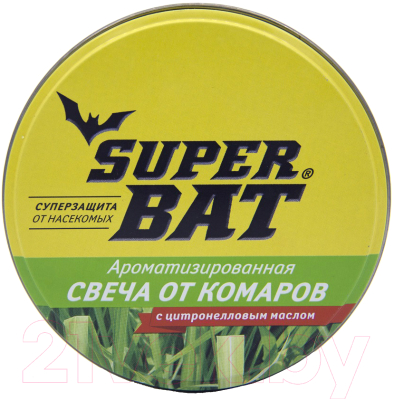 Свеча от насекомых Super Bat На масле цитронеллы в банке / SBAT01016 (250г)