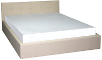 Двуспальная кровать Bravo Мебель Грета 160x200 с металллокаркасом и ПМ (Santorini 0428 бежевый) - 
