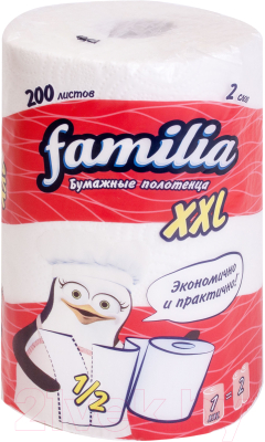 Бумажные полотенца FAMILIA Белые двухслойные XXL (1рул)