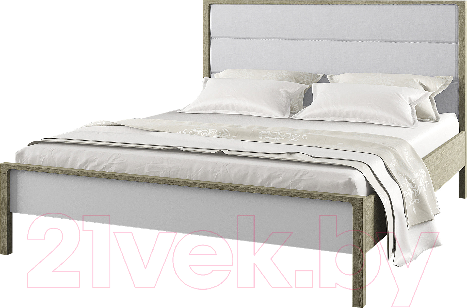Двуспальная кровать Молодечномебель Хитроу 160 с осн. Verona 01 White / ВМФ-1666.1