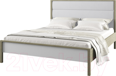 Двуспальная кровать Молодечномебель Хитроу 160 с осн. Verona 01 White / ВМФ-1666.1 (серый агат/БА)