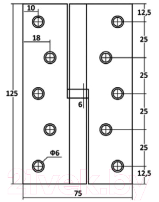 Изображение товара Петля дверная Vettore 2.5x75x125 1BB SN-R (правая, сатин)