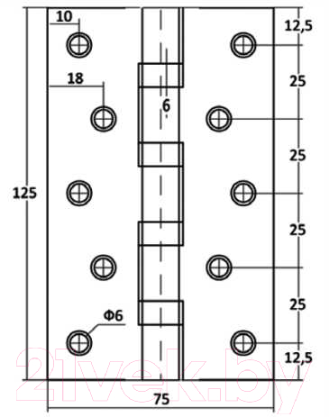 Петля дверная Vettore 2.5x75x125 4BB AB (бронза) — фото 3