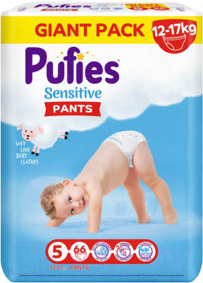 Подгузники-трусики детские Pufies Pants Sensitive Junior 12-17кг (66шт)