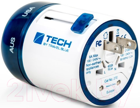 Адаптер питания сетевой Travel Blue USB Sliding Adaptor / 270_BLU