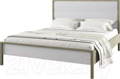 Двуспальная кровать Молодечномебель Хитроу 160 с осн. / ВМФ-1666 (серый агат/БА)