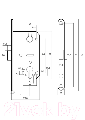 Защелка врезная Vettore 410 C-S Magnet NI (никель)