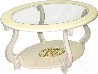 Журнальный столик Мебелик Овация С (слоновая кость/золото)