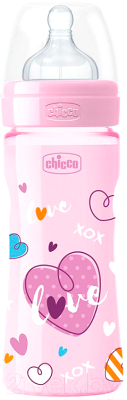 

Бутылочка для кормления Chicco, Голубой;розовый;зависит от партии поставки, Well-Being Love с силиконовой соской / 340628114