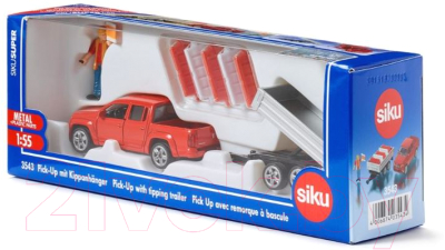 Масштабная модель автомобиля Siku VW Amarok с опрокидывающимся прицепом 1:55 / 3543