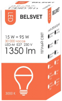 

Лампа Belsvet, 15W 220V E27 3000К LED-M A60