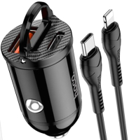 

Зарядное устройство автомобильное Hoco, NZ2 + кабель Type-C to Lightning