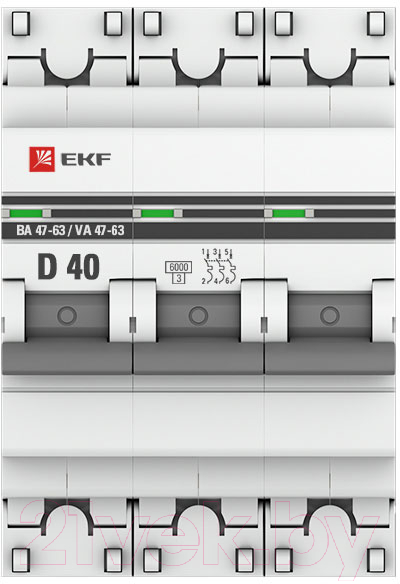 Выключатель автоматический EKF ВА 47-63 3Р 40А (D) PROxima / mcb4763-6-3-40D-pro — фото 3
