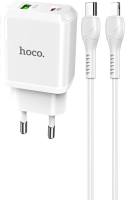 Зарядное устройство сетевое Hoco N5 + кабель Type-C to Lightning (белый) - 