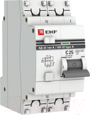 Дифференциальный автомат EKF PROxima АД-32 1P+N 25А/30мА / DA32-25-30-a-pro
