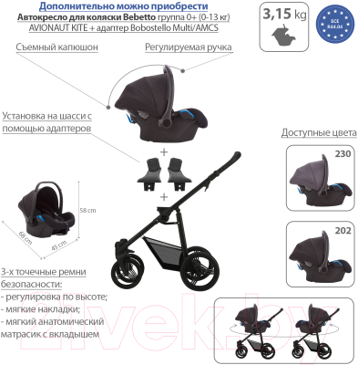 Детская универсальная коляска Bebetto Nico Plus черная рама (11)