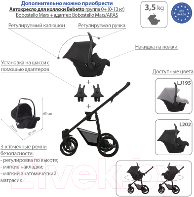 Детская универсальная коляска Bebetto Nico Plus черная рама (11)