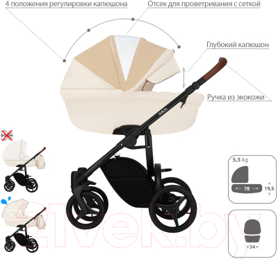 Детская универсальная коляска Bebetto Luca Pro черная рама 2 в 1 (15)