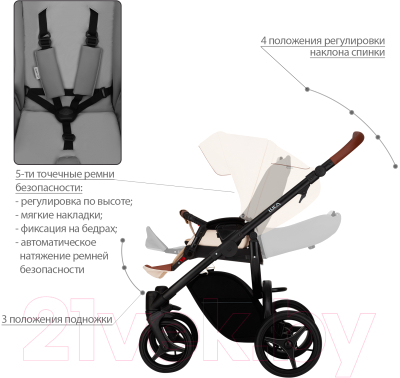 Детская универсальная коляска Bebetto Luca Pro черная рама 2 в 1 (15)