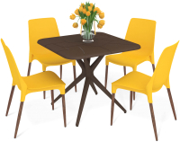Комплект садовой мебели Sheffilton SHT-DS207 (коричневый/желтый/темный орех) - 
